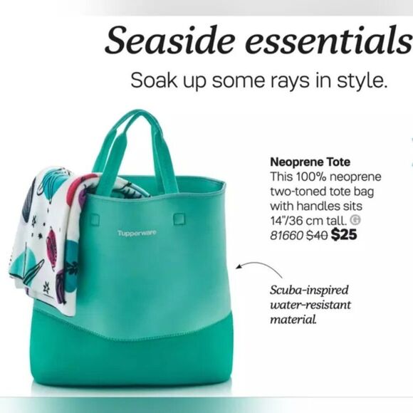 NWT Tupperware Green Neoprene Tote Bag - Picture 2 of 9